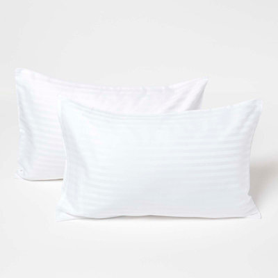 Homescapes White Cotton Stripe Kids Pillowcases 40 X 60 Cm 330 Thread Count, 2 Pack - image 1