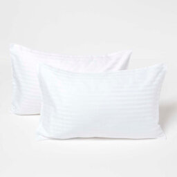 Homescapes White Cotton Stripe Kids Pillowcases 40 X 60 Cm 330 Thread Count, 2 Pack - thumbnail 1