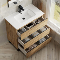 Banyetti Vatilla 800mm Floorstanding Vanity Unit With Athena Basin - Ostippo Oak - thumbnail 3