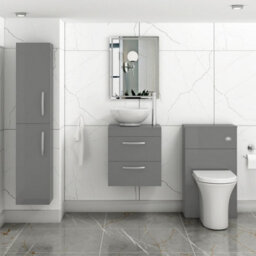 Royal Bathrooms 500mm Wall Hung Vanity Unit 2 Drawer Indigo Grey Gloss & Breeze Countertop Basin - thumbnail 2
