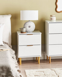 Beliani 2 Drawer Bedside Table Walpole White - thumbnail 2