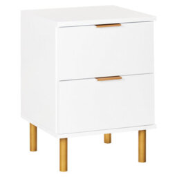 Beliani 2 Drawer Bedside Table Walpole White - thumbnail 1