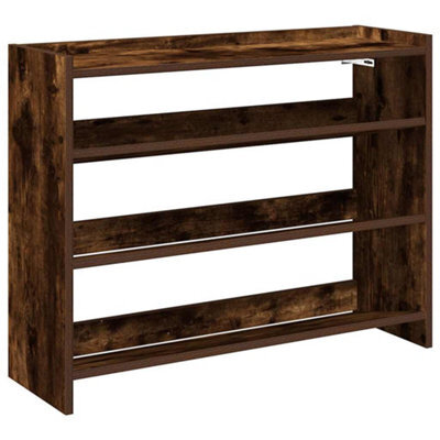 Berkfield Elegant Shoe Rack Smoked Oak 80X25X61.5 Cm Engineered Wood - image 1