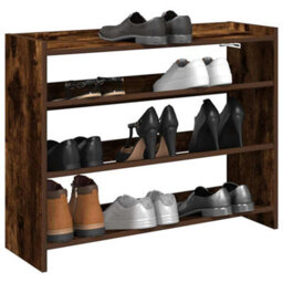 Berkfield Elegant Shoe Rack Smoked Oak 80X25X61.5 Cm Engineered Wood - thumbnail 2
