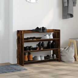 Berkfield Elegant Shoe Rack Smoked Oak 80X25X61.5 Cm Engineered Wood - thumbnail 3