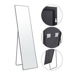 Living And Home Full Length Mirror Wall Mounted Or Freestanding Rectangle Framed Mirror Floor Mirror,black 37 Cm X 147 Cm - thumbnail 3