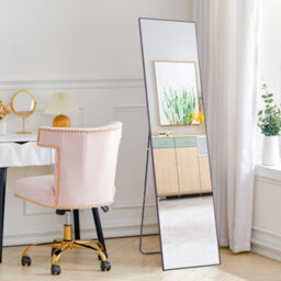 Living And Home Full Length Mirror Wall Mounted Or Freestanding Rectangle Framed Mirror Floor Mirror,black 37 Cm X 147 Cm