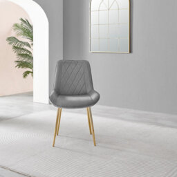 Furniturebox Uk Novara 100Cm Round Gold Leg Dining Table & 2 Grey Pesaro Gold Leg Chairs - thumbnail 6