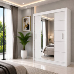 Oslo Wardrobe With Rails & Shelves Sliding Door Wardrobe 150/180/203/250Cm  (White   W150Cm X D62Cm X H216Cm) - thumbnail 3