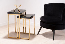Orsina Durable Set Of 2 Nesting Tables, Glossy Black Topped Corner Table, Modern Design Decorative Table For Lounge - thumbnail 5