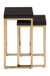 Orsina Durable Set Of 2 Nesting Tables, Glossy Black Topped Corner Table, Modern Design Decorative Table For Lounge - thumbnail 3