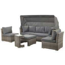 Beliani Garden Lounge Set With Table 6 Seater Corte Modular Pe Rattan Dark Brown - thumbnail 4