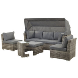 Beliani Garden Lounge Set With Table 6 Seater Corte Modular Pe Rattan Dark Brown - thumbnail 5