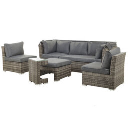 Beliani Garden Lounge Set With Table 6 Seater Corte Modular Pe Rattan Dark Brown - thumbnail 6