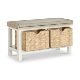 Farro Basket Coconut Storage Bench With Washed Oak Top - Fully Assembled - By Roseland Furniture - thumbnail 5