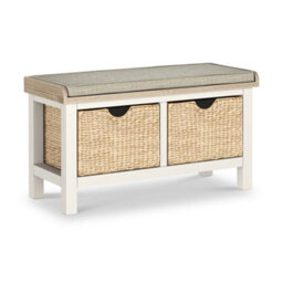 Farro Basket Coconut Storage Bench With Washed Oak Top - Fully Assembled - By Roseland Furniture