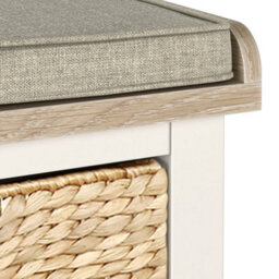 Farro Basket Coconut Storage Bench With Washed Oak Top - Fully Assembled - By Roseland Furniture - thumbnail 4