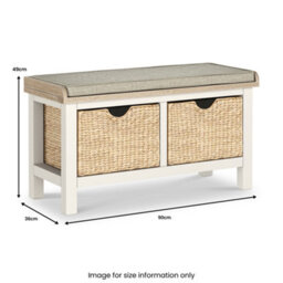 Farro Basket Coconut Storage Bench With Washed Oak Top - Fully Assembled - By Roseland Furniture - thumbnail 7