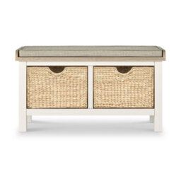 Farro Basket Coconut Storage Bench With Washed Oak Top - Fully Assembled - By Roseland Furniture - thumbnail 3