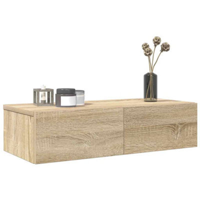 Berkfield Wall Shelf With Drawers Sonoma Oak 60X26.5X15 Cm Engineered Wood - image 1