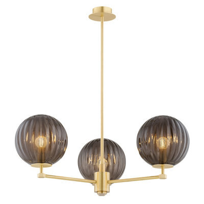 Luminosa Lighting Luminosa Paloma Multi Arm Pendant Ceiling 3 Light Smoky (Fluted), Brushed Brass - image 1