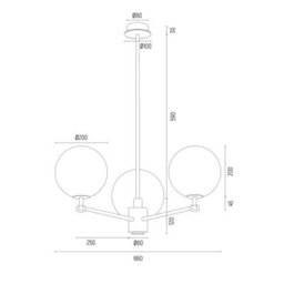 Luminosa Lighting Luminosa Paloma Multi Arm Pendant Ceiling 3 Light Smoky (Fluted), Brushed Brass - thumbnail 6