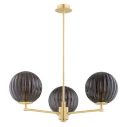 Luminosa Lighting Luminosa Paloma Multi Arm Pendant Ceiling 3 Light Smoky (Fluted), Brushed Brass - thumbnail 2