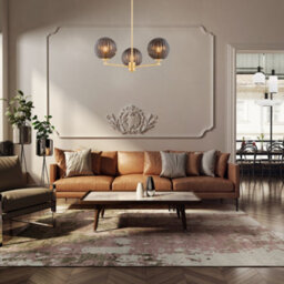 Luminosa Lighting Luminosa Paloma Multi Arm Pendant Ceiling 3 Light Smoky (Fluted), Brushed Brass - thumbnail 3