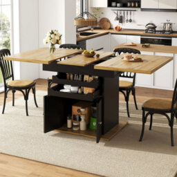Abrihome Extendable Dining Table 110-140Cm Folding Kitchen Table With 2 Drawers & Storage Cabinet Space-Saving Design For 4-6 People - thumbnail 1