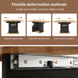 Abrihome Extendable Dining Table 110-140Cm Folding Kitchen Table With 2 Drawers & Storage Cabinet Space-Saving Design For 4-6 People - thumbnail 3