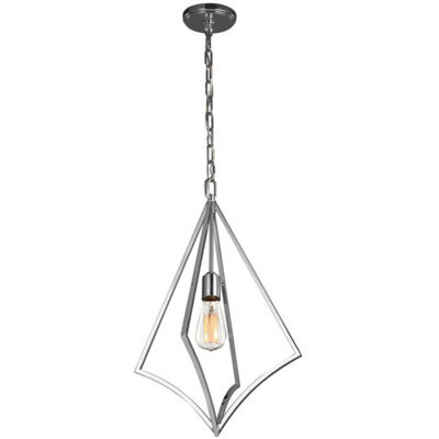 Stylish Outdoor 1 Bulb Ceiling Pendant Light In Polished Chrome 60W Led