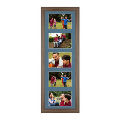 AK Frames 26X8 Walnut Sleek Multi Photo Frame With Pompadour Mount - Holds 5 Apertures (5X) 6X4 Photos - image 1