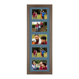 AK Frames 26X8 Walnut Sleek Multi Photo Frame With Pompadour Mount - Holds 5 Apertures (5X) 6X4 Photos - thumbnail 1