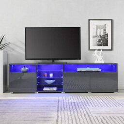 Furniture in Fashion Prieto High Gloss Tv Stand Sideboard In Grey With Led Lights - thumbnail 2