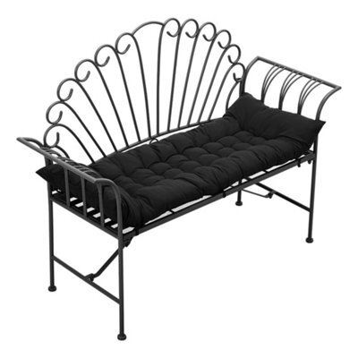 Living And Home Black Bench Sun Lounger Seat Pad Cushion Indoor Outdoor Padded W 48 Cm X L 125 Cm - image 1