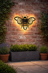 Premier Decorations Limited Outdoor Solar Wall Light Premier Black Metal Bee Wall Art 37.5Cm 26 Led Warm White - thumbnail 2