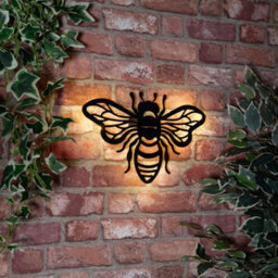 Premier Decorations Limited Outdoor Solar Wall Light Premier Black Metal Bee Wall Art 37.5Cm 26 Led Warm White - thumbnail 1