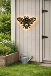 Premier Decorations Limited Outdoor Solar Wall Light Premier Black Metal Bee Wall Art 37.5Cm 26 Led Warm White - thumbnail 3
