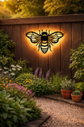 Premier Decorations Limited Outdoor Solar Wall Light Premier Black Metal Bee Wall Art 37.5Cm 26 Led Warm White - thumbnail 6