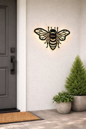 Premier Decorations Limited Outdoor Solar Wall Light Premier Black Metal Bee Wall Art 37.5Cm 26 Led Warm White - thumbnail 5