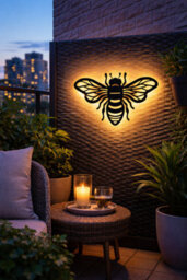 Premier Decorations Limited Outdoor Solar Wall Light Premier Black Metal Bee Wall Art 37.5Cm 26 Led Warm White - thumbnail 7