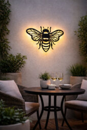 Premier Decorations Limited Outdoor Solar Wall Light Premier Black Metal Bee Wall Art 37.5Cm 26 Led Warm White - thumbnail 4