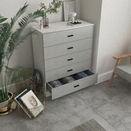 Urbn-Living Urbnliving Height 90.5Cm 5 Drawer Wooden Bedroom Chest Cabinet Modern White Carcass And Grey Drawers Wide Storage Cupboard Closet - thumbnail 3