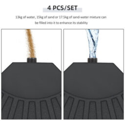 Outsunny 4Pc Umbrella Base Sun Parasol Stand Holder Weight Sand Water Filled - thumbnail 5