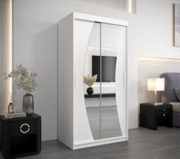 Arte Wave Contemporary 2 Mirrored Sliding Door Wardrobe 5 Shelves 2 Rails White Matt (H)2000mm (W)1000mm (D)620mm - thumbnail 2