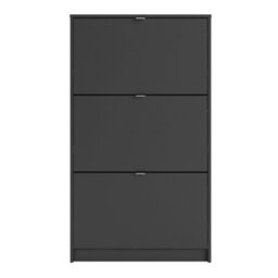 Furniture To Go Shoes Shoe Cabinet  W. 3 Tilting Doors And 2 Layers Matt Black - thumbnail 2