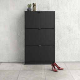 Furniture To Go Shoes Shoe Cabinet  W. 3 Tilting Doors And 2 Layers Matt Black - thumbnail 5
