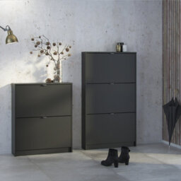 Furniture To Go Shoes Shoe Cabinet  W. 3 Tilting Doors And 2 Layers Matt Black - thumbnail 6