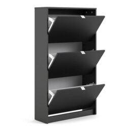 Furniture To Go Shoes Shoe Cabinet  W. 3 Tilting Doors And 2 Layers Matt Black - thumbnail 4