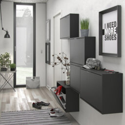 Furniture To Go Shoes Shoe Cabinet  W. 3 Tilting Doors And 2 Layers Matt Black - thumbnail 7